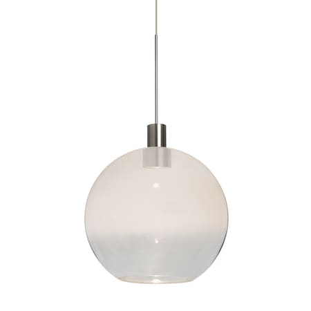 Besa Lighting Newton 8 Cord Pendant, Milky White/Clear, Satin Nickel Finish, 1x3W LED 1XT-NEWTON8WC-LED-SN